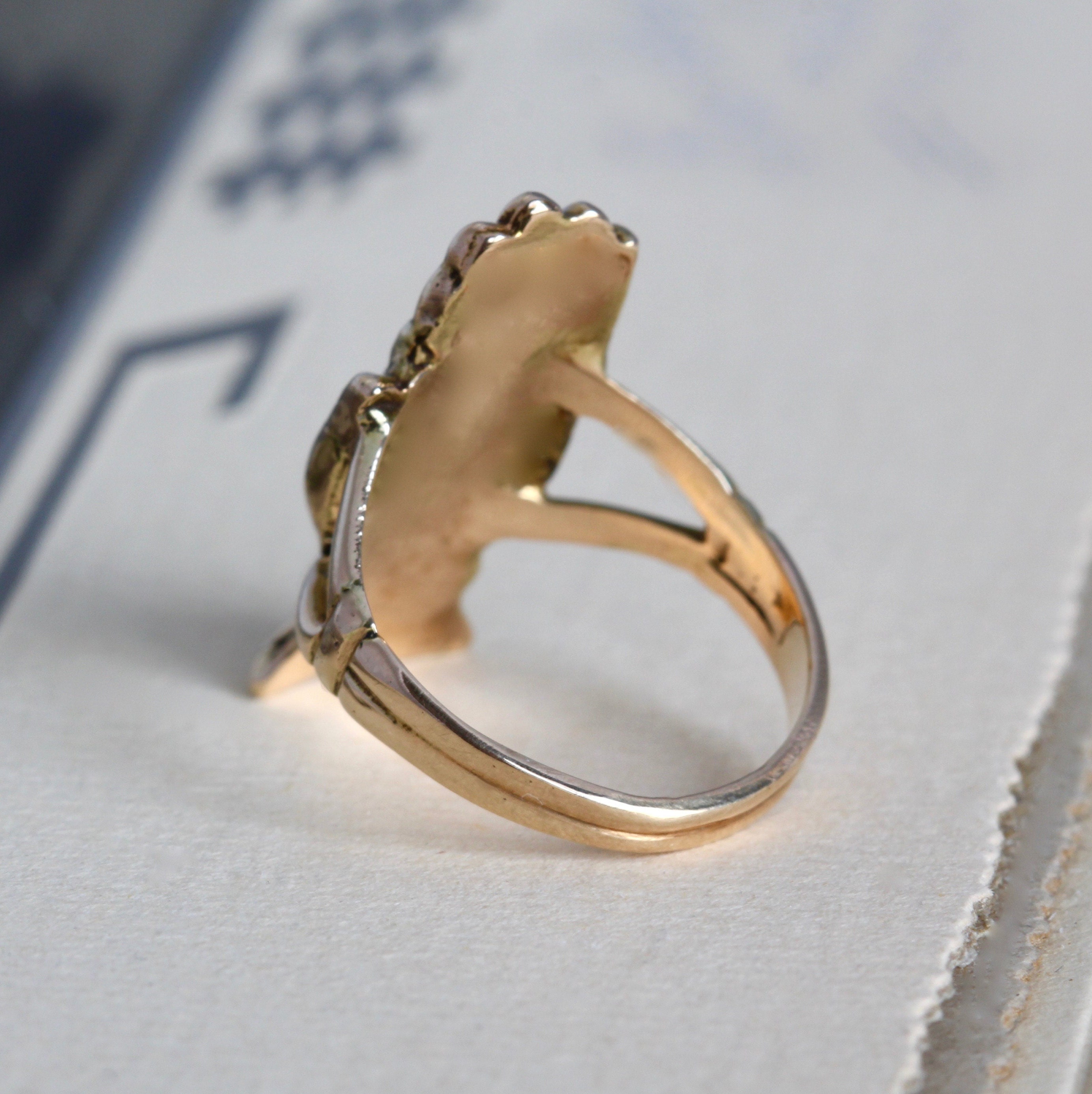 Gold Heart in Hand Ring 10k Antique Style Friendship Etsy Polska