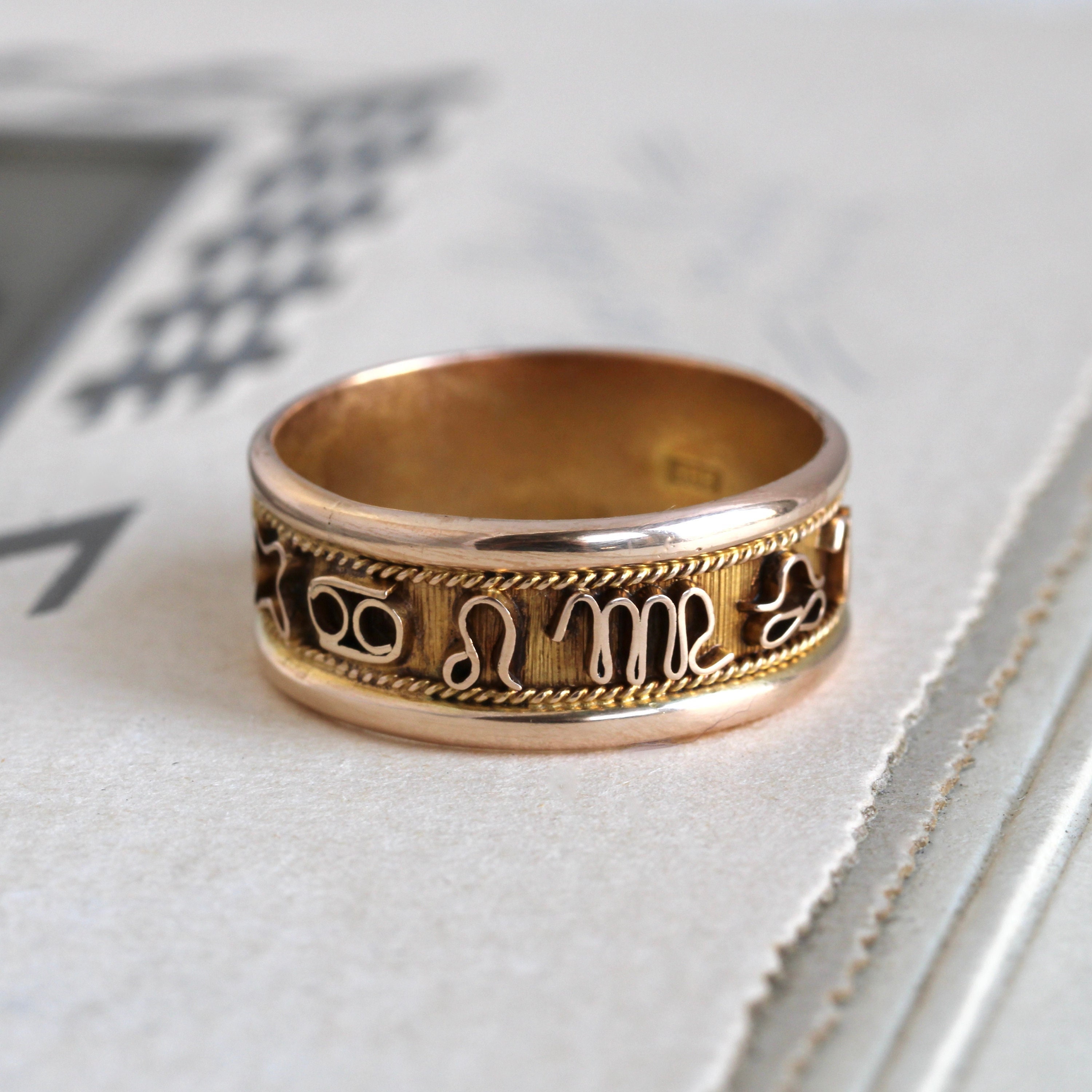Gold zodiac best sale rings