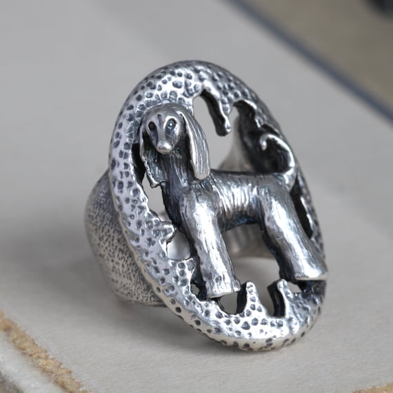 Vintage Sterling Silver Afghan Hound Dog Statemen… - image 2