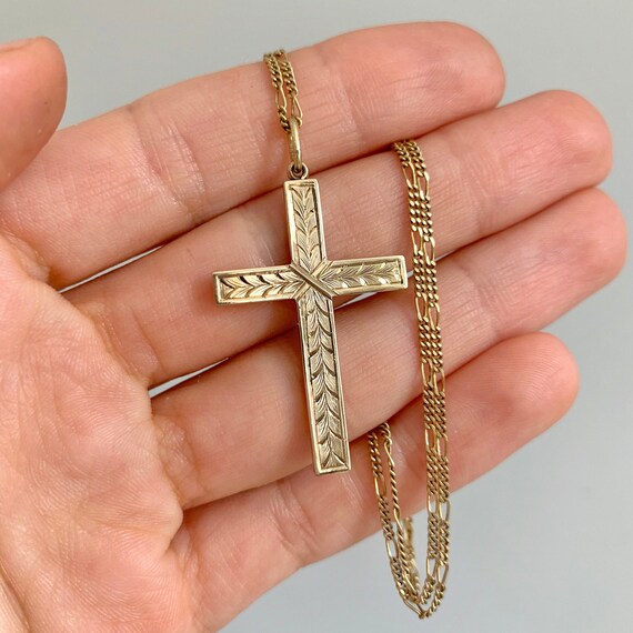 Vintage 10k Yellow Gold Cross Necklace 