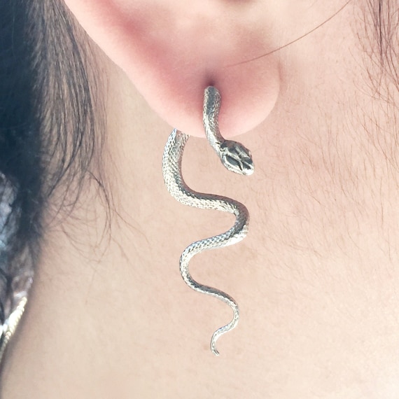 Brillante moverse Bueno Pendientes de serpiente de plata de ley hechos a mano - Etsy España