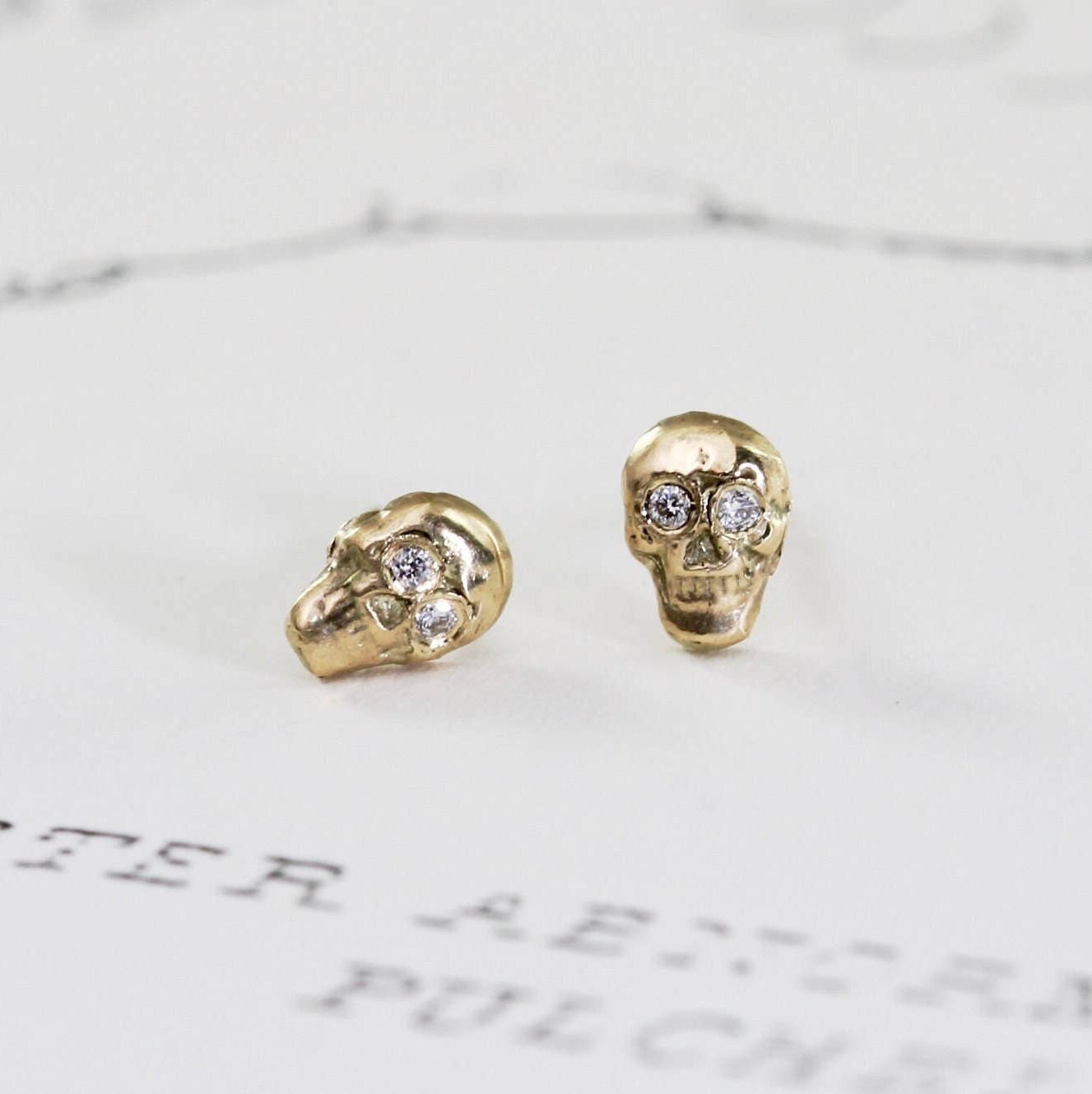 Gold skull earrings sale