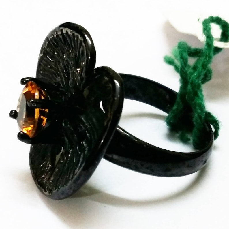10.570 gram Dark 925 Silver with Natural Citrine Engagement Lovely Ring~Perfect Gift for some you love and care~