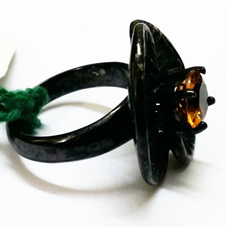 10.570 gram Dark 925 Silver with Natural Citrine Engagement Lovely Ring~Perfect Gift for some you love and care~