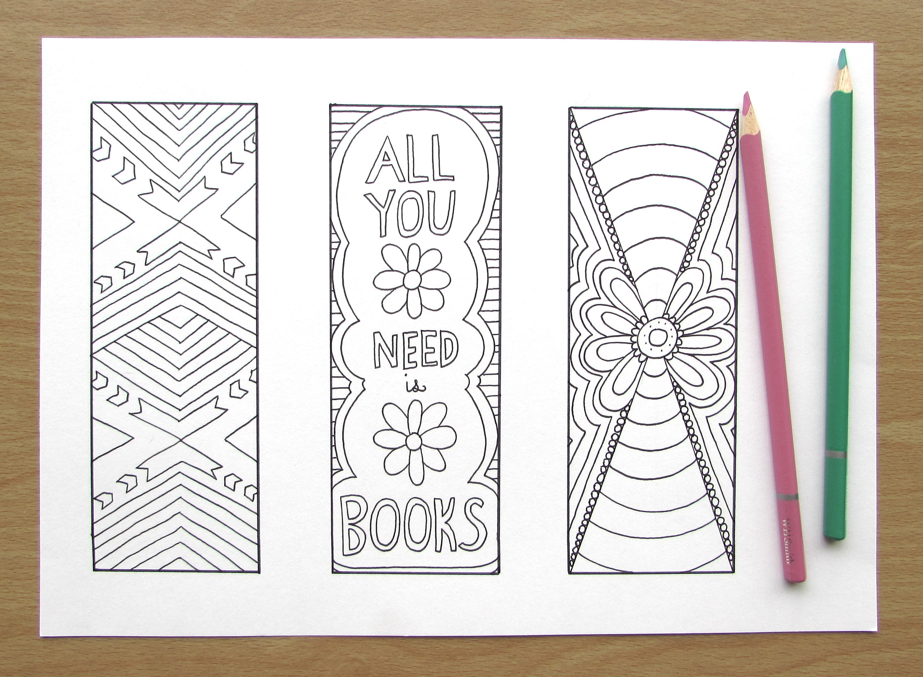 Pretty Bookmarks A4 Printable Colouring Page PDF Download | Etsy