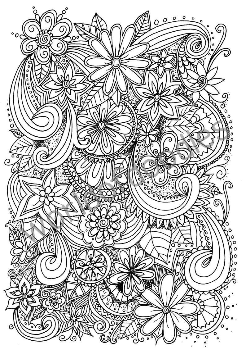 Flower Garden 2 A4 Colouring Page Printable PDF Download | Etsy