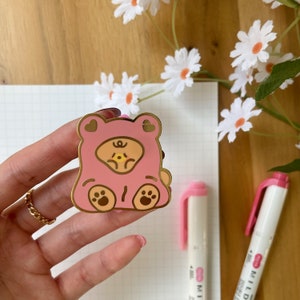 cozy blanket bear pin, cute bear pin, bear enamel pin, kawaii enamel pin, cozy pin