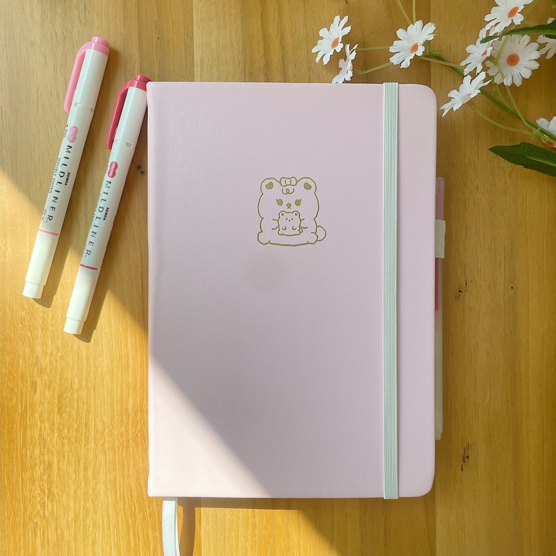 Cute Bear Bullet Journal Pink Journal PU Leather Bullet - Etsy