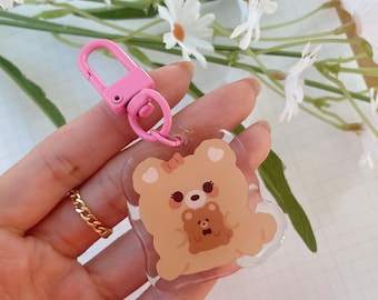 süßer Bär Schlüsselanhänger, Kawaii Schlüsselanhänger, Bär Schlüsselbund, Acryl Epoxy Schlüsselbund