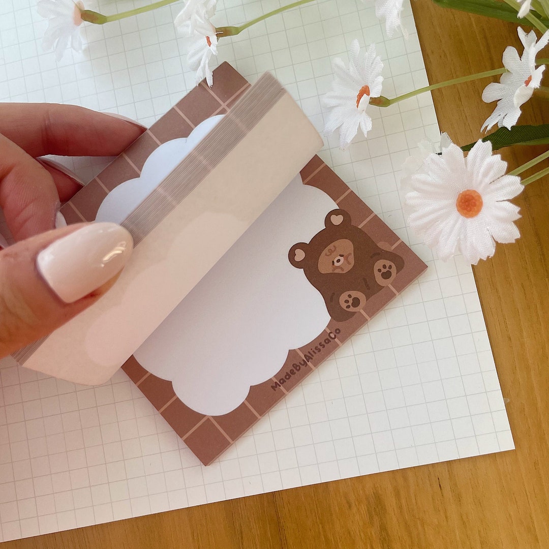 Cozy Bear Memo Pad, Brown Memo Pad, Cute Memo Pad, Kawaii Memo Pad ...