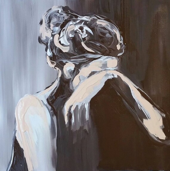 Original Acrylic Painting 16 x 16 Loss figurative female Etsy