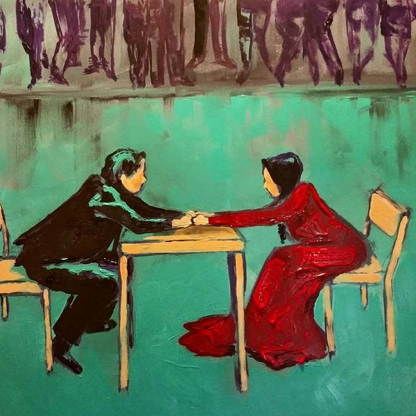 Originale acrilico pittura 24 x 36 x 3, Marina e Ulay, la più grande storia d'amore, l'artista è in, arte figurativa, drammatica, amore, coppia, arte