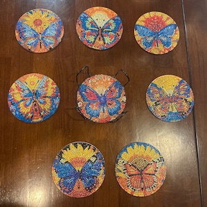 Posavasos Diamond Art 8 piezas Mariposas