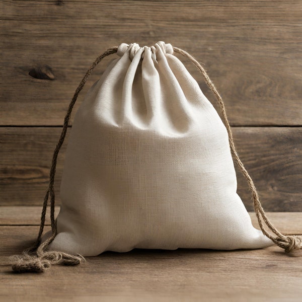 Bulk Linen Drawstring Bag | Small Jewelry Pouch & Gift Pouch | Drawstring Jewelry Storage Bag - Top Stitch Drawstring Bag - Bulk Quantities