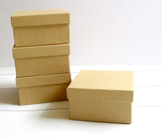 100 - 3 1/2 x 3 1/2 x 2 inch Brown Kraft Cotton Filled Jewelry Boxes-jewelry packaging,kraft jewelry boxes,brown kraft boxes, wedding favors Il_570xn