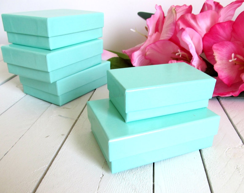 Teal Blue Cotton Filled Jewelry Gift Boxes 3 1/8 X 2 1/8 X 1 Etsy