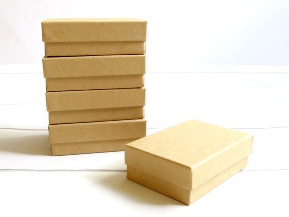 Kraft Cotton Filled Jewelry Gift Boxes - 3 1/8 x 2 1/8 x 1 inch - Perfect for Jewelry Packaging, Gift Boxes and Wedding Favor Boxes - 10 Il_570xn