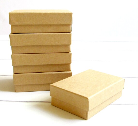 Kraft Cotton Filled Jewelry Boxes - 3 1/8 x 2 1/8 x 1 inch - Great for Jewelry Packaging, Gift Boxes and Wedding Favor Boxes - 100 Boxes Il_570xn