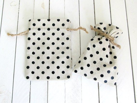 Small Linen Drawstring Bags - Jewelry Bags, Wedding Favor Bags, Gift Sachets, Sachet Bags, Promotional Gift Bags, Cinch Bags - Polka Dots Il_570xn