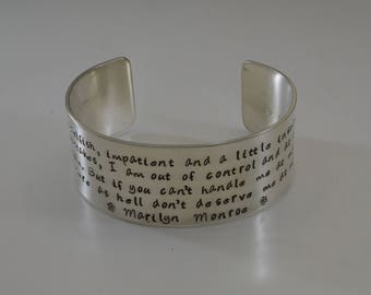 Marilyn Monroe quote bracelet - I'm selfish, impatient and a little insecure...