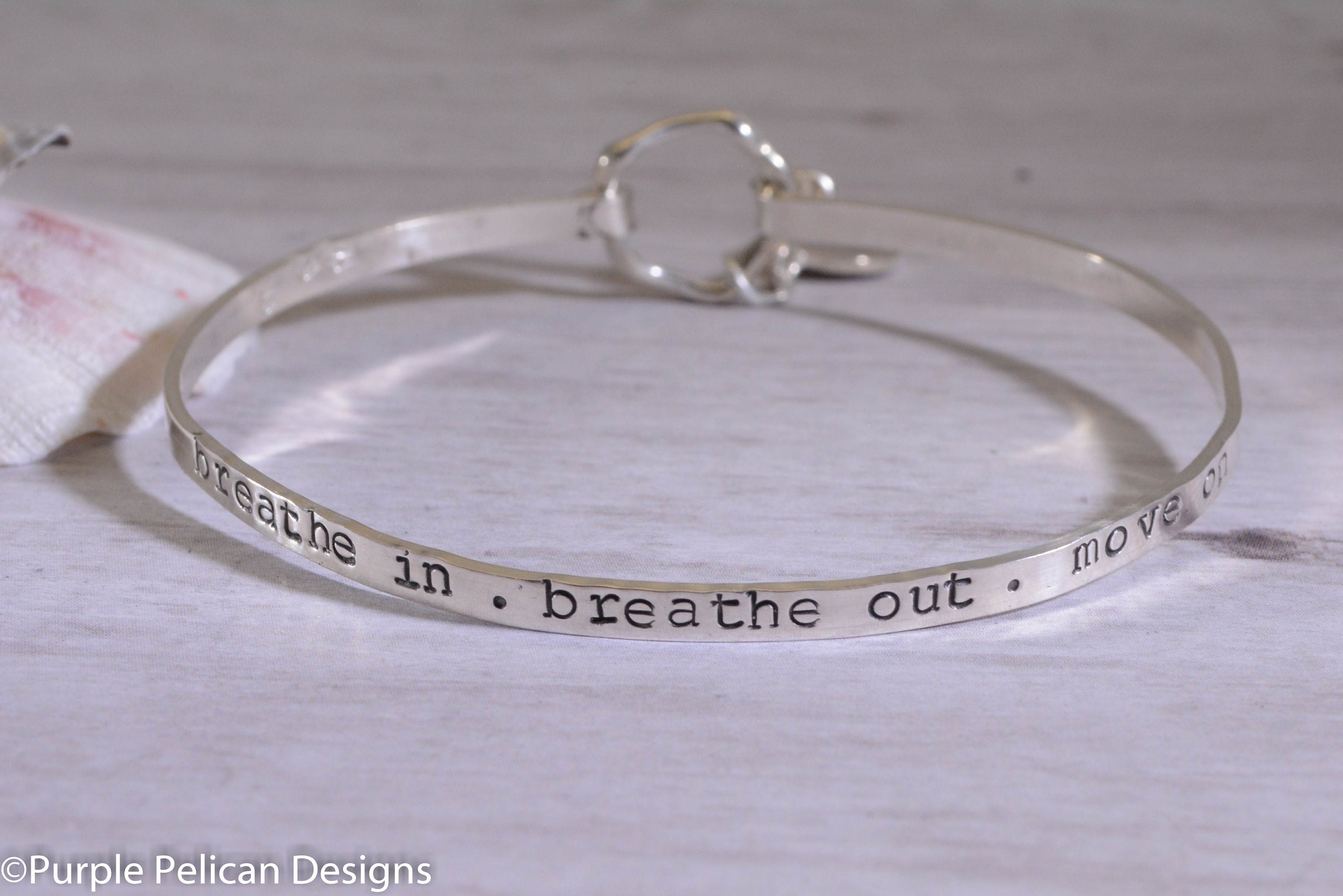 Hinged Bangle Breathe in Breathe Out Move On Etsy Australia