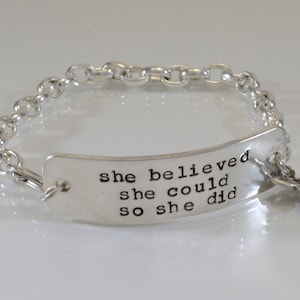 Sterling Silver She believed she could so she did - chain bracelet