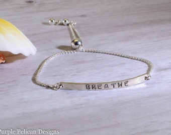 Breathe Adjustable  Sterling Silver Chain Bracelet