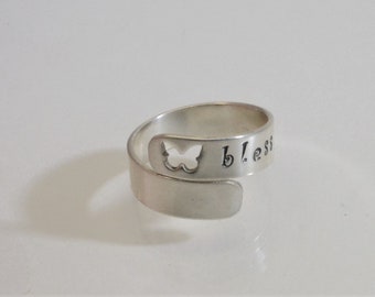 Blessed Ring -- Hand Stamped Sterling Silver