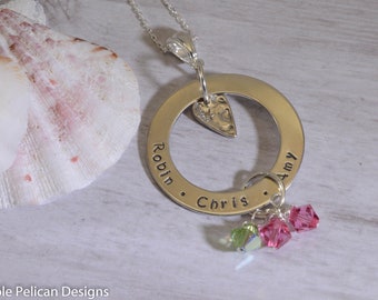 Mother's Pendant - Personalized with Birthstones