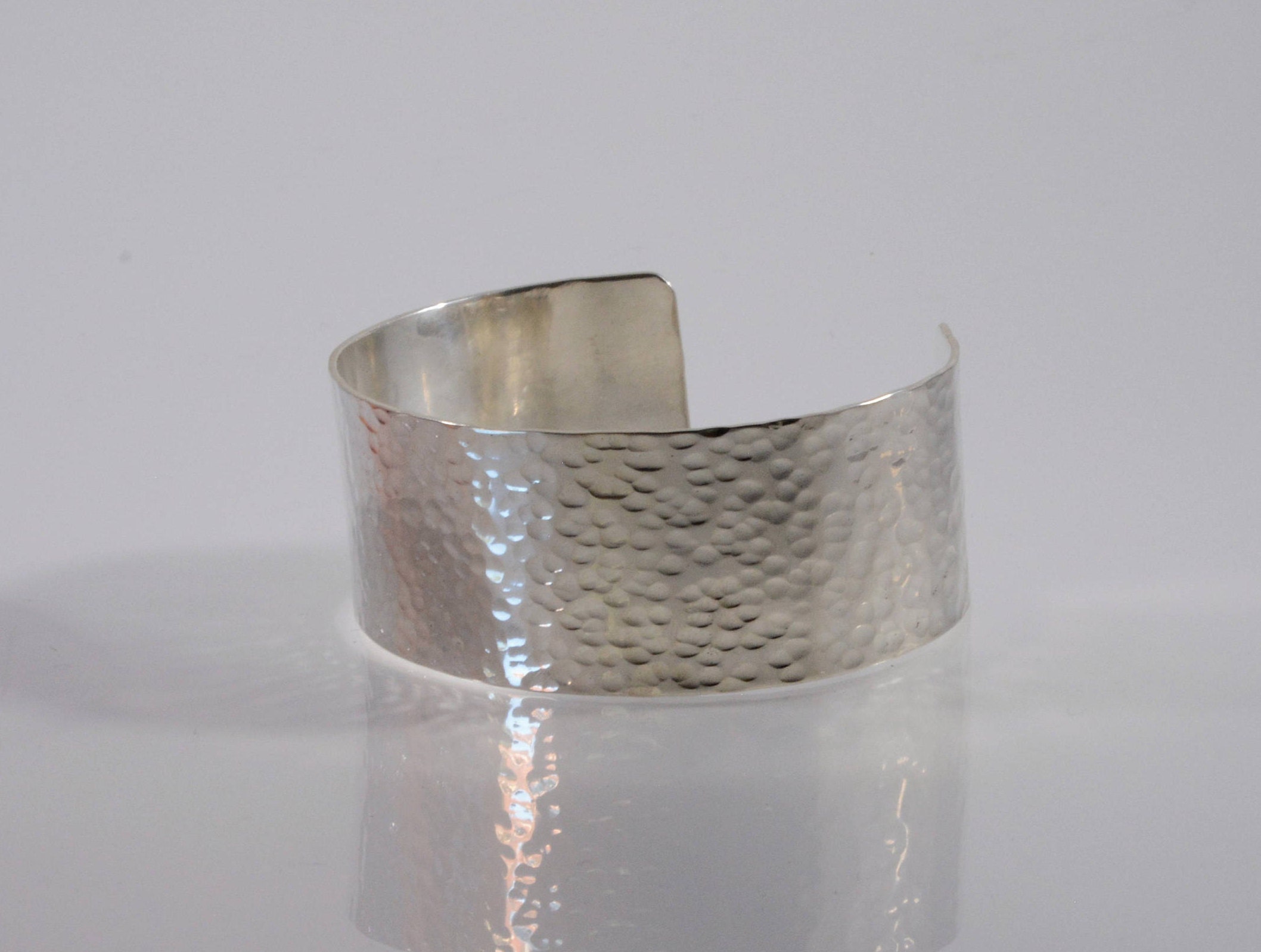 Hammered Sterling Silver Cuff 1 Wide - Etsy
