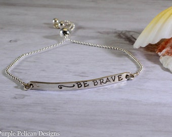 Be Brave Adjustable  Sterling Silver Chain Bracelet