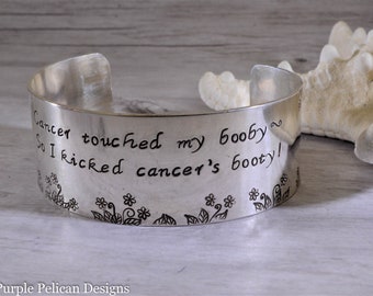 Breast Cancer survivor bracelet - Cancer touched my booby...