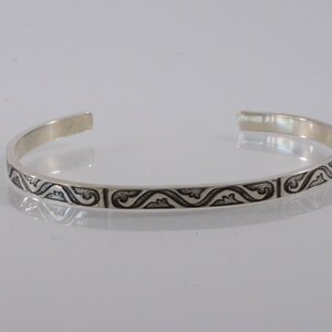 Sterling Silver Cuff Bracelet With a Tribal Pattern