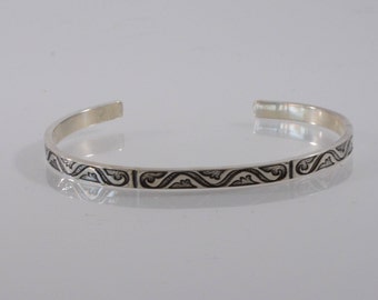 Sterling Silver Cuff Bracelet With a Tribal Pattern