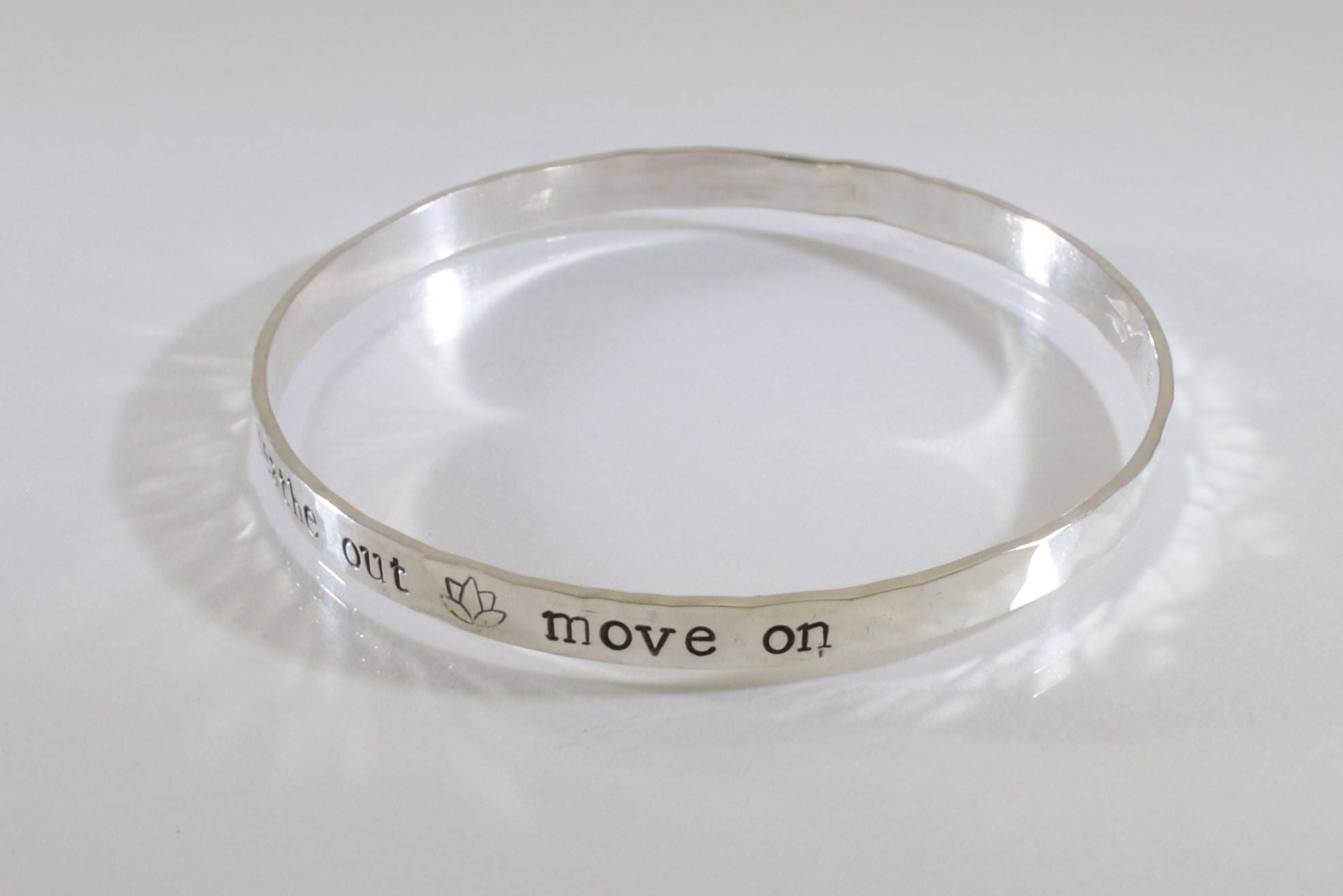 Sterling Silver Bangle - Breathe in Breathe Out Move on With