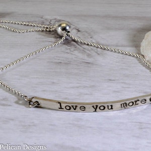 Love You More Adjustable  Sterling Silver Chain Bracelet