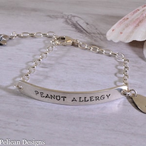 Peanut Allergy Medical Alert Sterling Silver Chain Bracelet