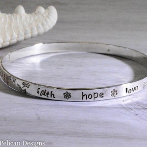 Faith Hope Love Sterling Silver Bangle