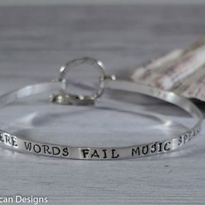 Where Words Fail Music Speaks Sterling Silver Hinged Bangle