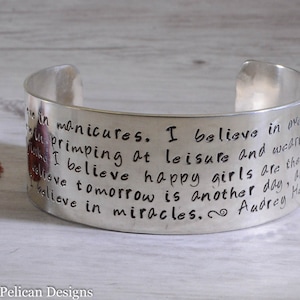 Audrey Hepburn Quote Bracelet - I believe in manicures...