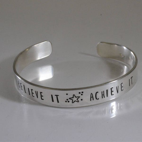 Believe It Achieve It  - Hand stamped bracelet