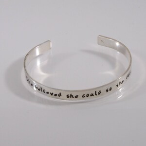 She believed she could so she did - Hand stamped bracelet