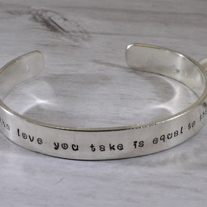 Song lyric bracelet - And in the end the love you take is equal to the love you make