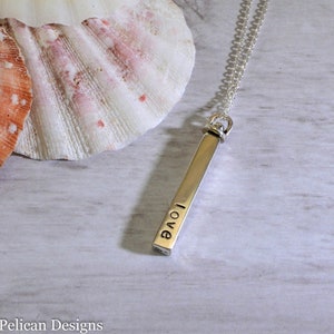 Love You More Sterling Silver Swivel Bar Necklace Hand Stamped