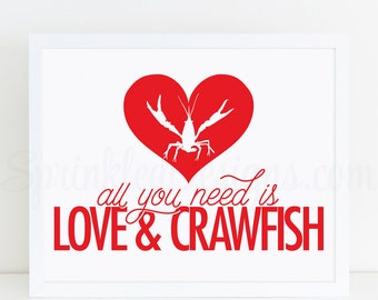 Crawfish Boil Decorations, All You Need Is Love & Crawfish Sign, Crawfish Boil Engagement Party Decor, Printable Crawfish Boil Party Sign