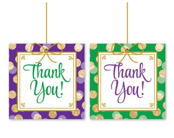 Mardi Gras Party Favor Tags - Printable Mardi Gras Party Decorations Thank You Favor Tags Labels - Mardi Gras Birthday Party Supplies