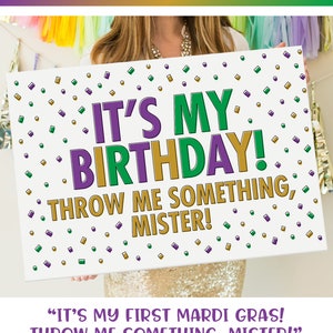 It's My Birthday! Throw Me Something Mister! Mardi Gras Parade Poster, Mardi Gras Ladder Sign, 30x20 Digital JPG File, DIY Print