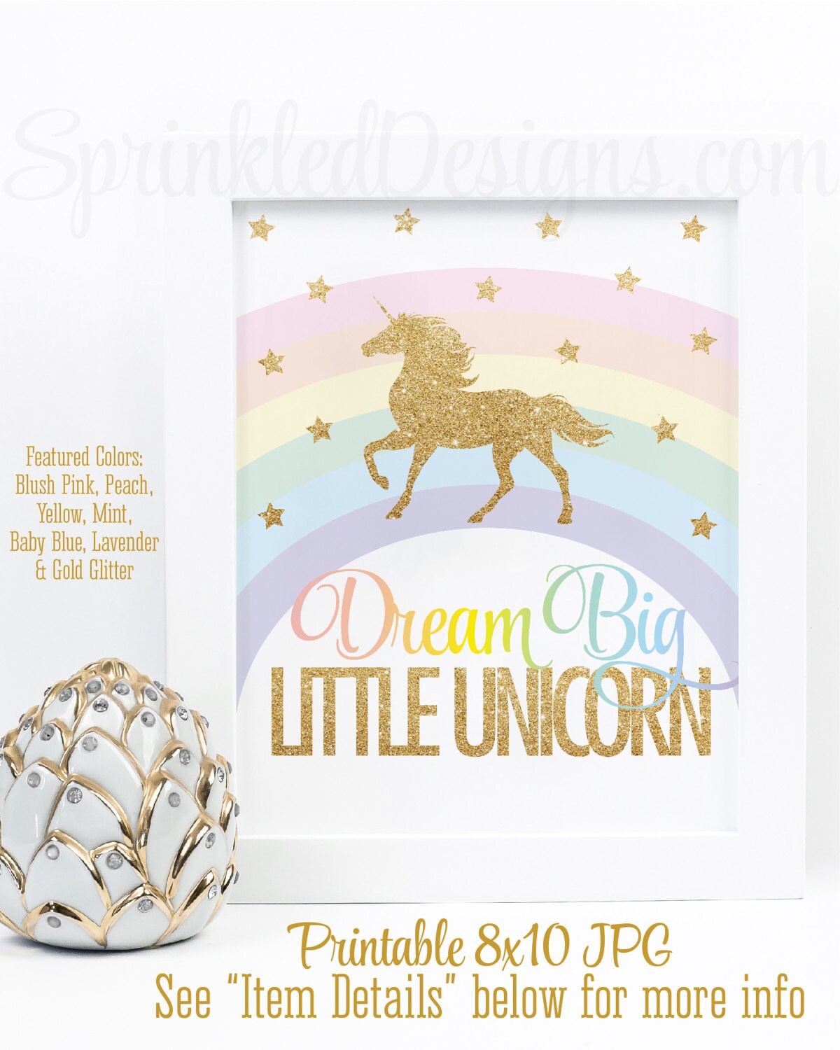 Dream Big Little Unicorn Sign Printable Unicorn Nursery Decor | Etsy