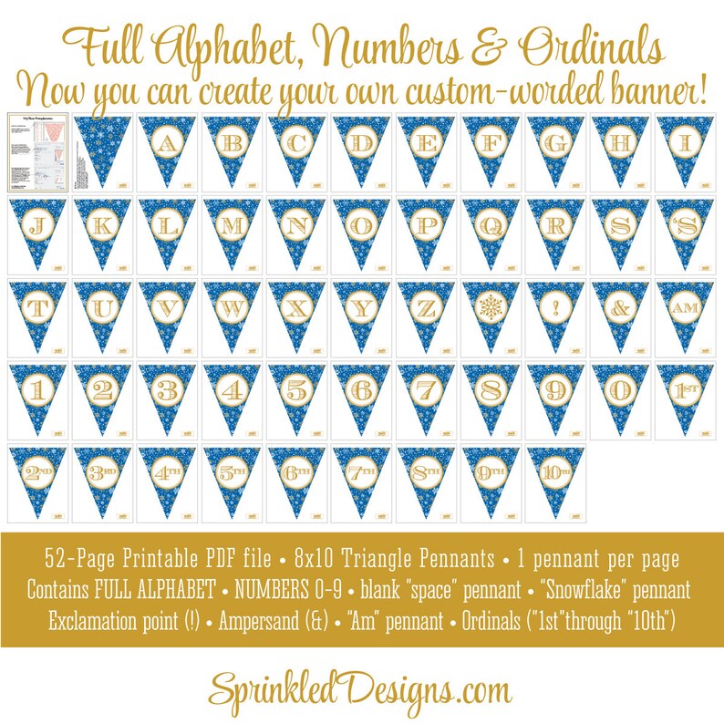 Winter Onederland Birthday Decorations Royal Blue Gold Glitter Printables Winter Onederland Boy First Birthday Party Decorations Party Set