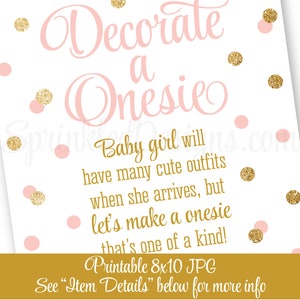 Decorate A Onesie Sign Onesie Decorating Station Sign Girl - Etsy